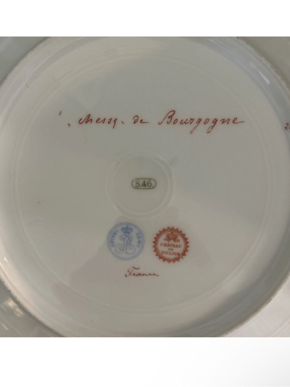 Antique Sevres Porcelain Portrait Plate Duchesse de Bourgogne Artist Signed - Picture 3 of 4